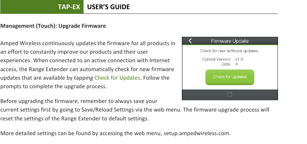Amped wireless firmware using the check button